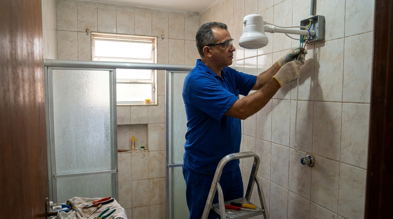 Substituição de Chuveiro Antigo em Guarapari‑ES